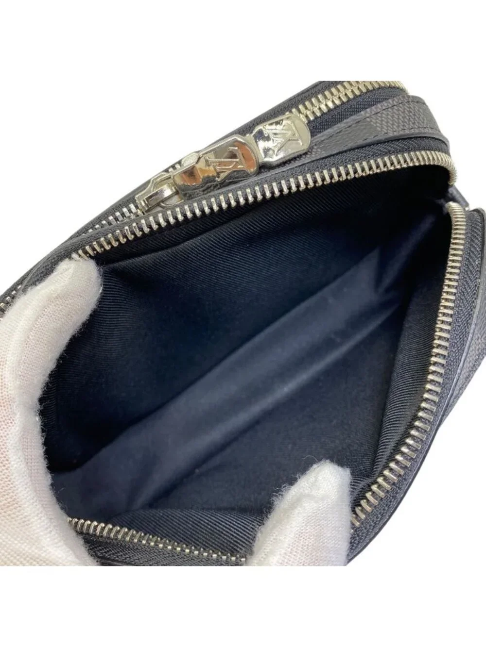 Louis Vuitton Alpha Wearable Wallet Damier Graphite Pouch Black Gray Crossbody